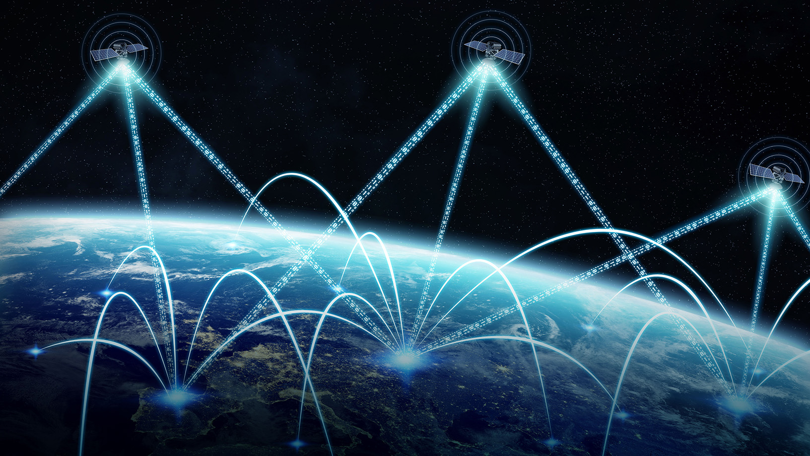 Constellation of satellites above the earth